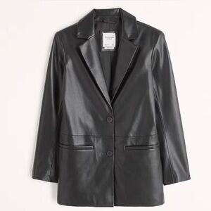 Abercrombie Black Faux‎ Leather Blazer